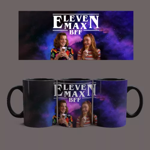 Stranger Things - Eleven és Max BFF bögre (Fekete)