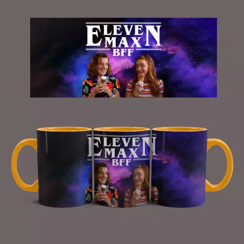 Stranger Things - Eleven és Max BFF bögre (Narancssárga)