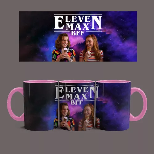 Stranger Things - Eleven és Max BFF bögre (Rózsaszín)