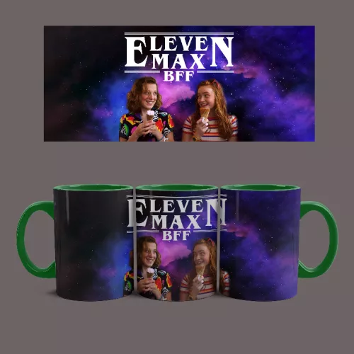 Stranger Things - Eleven és Max BFF bögre (Zöld)
