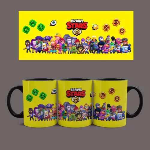 Brawl Stars karakterek bögre  (Fekete)