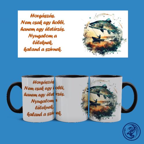 Horgászás, nem csak egy hobbi bögre (Fekete)