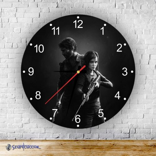 The Last of Us Joel és Ellie kör alakú üveg falióra