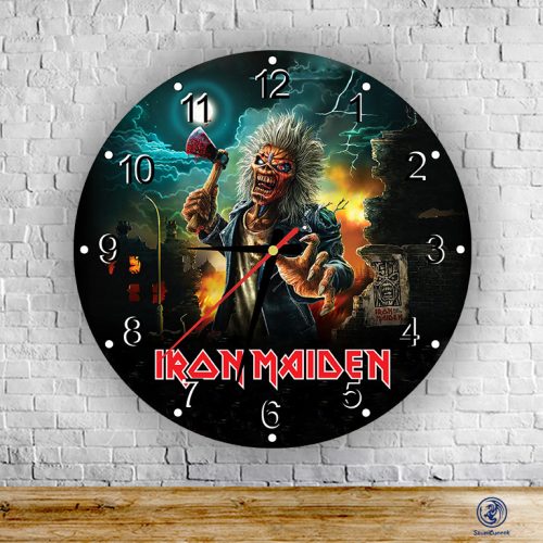 Iron Maiden - Run For Your Lives kör alakú üveg falióra