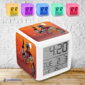 Mandalorian és Grogu világító ébresztő óra