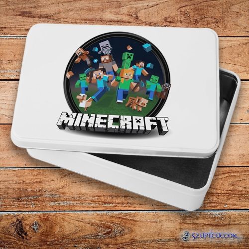 Minecraft kerek logó fém szendvicsdoboz (tároló doboz)