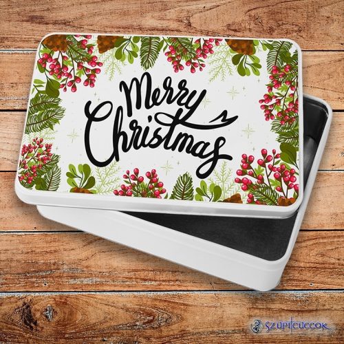 Merry Christmas fém szendvicsdoboz (tároló doboz)