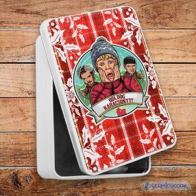   Reszkessetek betörők - Boldog Karácsonyt fém szendvicsdoboz (tároló doboz)