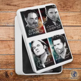   Supernatural Sam, Castiel, Dean, Crowley fém szendvicsdoboz (tároló doboz)